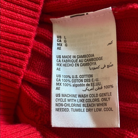 Style & Co Red V-Neck Sweater Cable Knit 100%Cotton - Picture 6 of 8